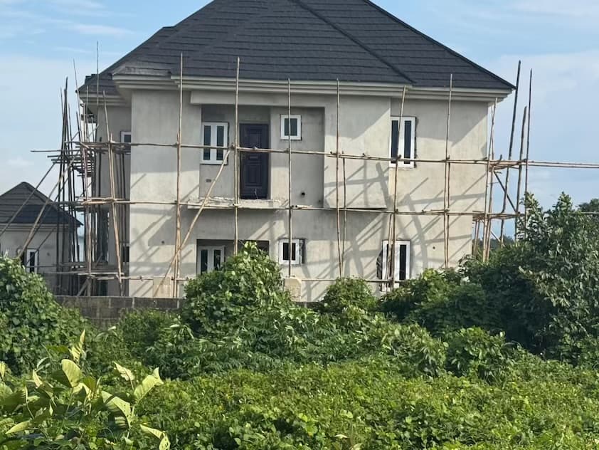 Duplex under construction with scaffolding at Joe's Villa